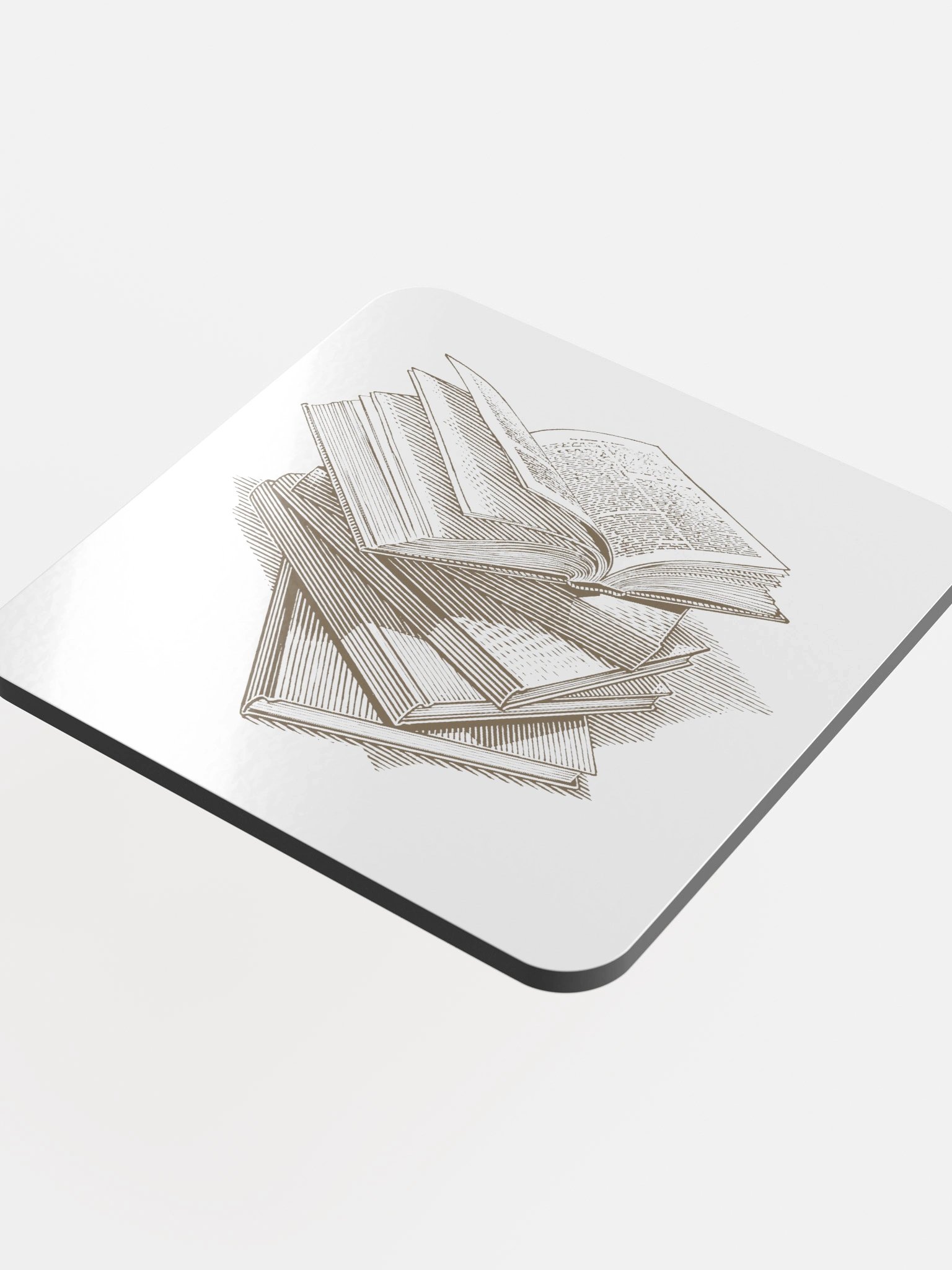 Stacked Books Glossed Cork Coaster product image (4)