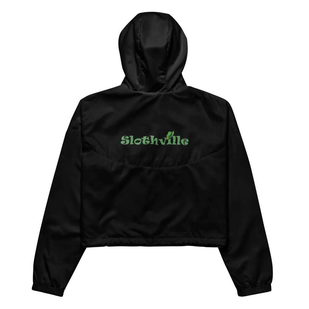 Sloth Serenity Cropped Black Windbreaker product image (11)