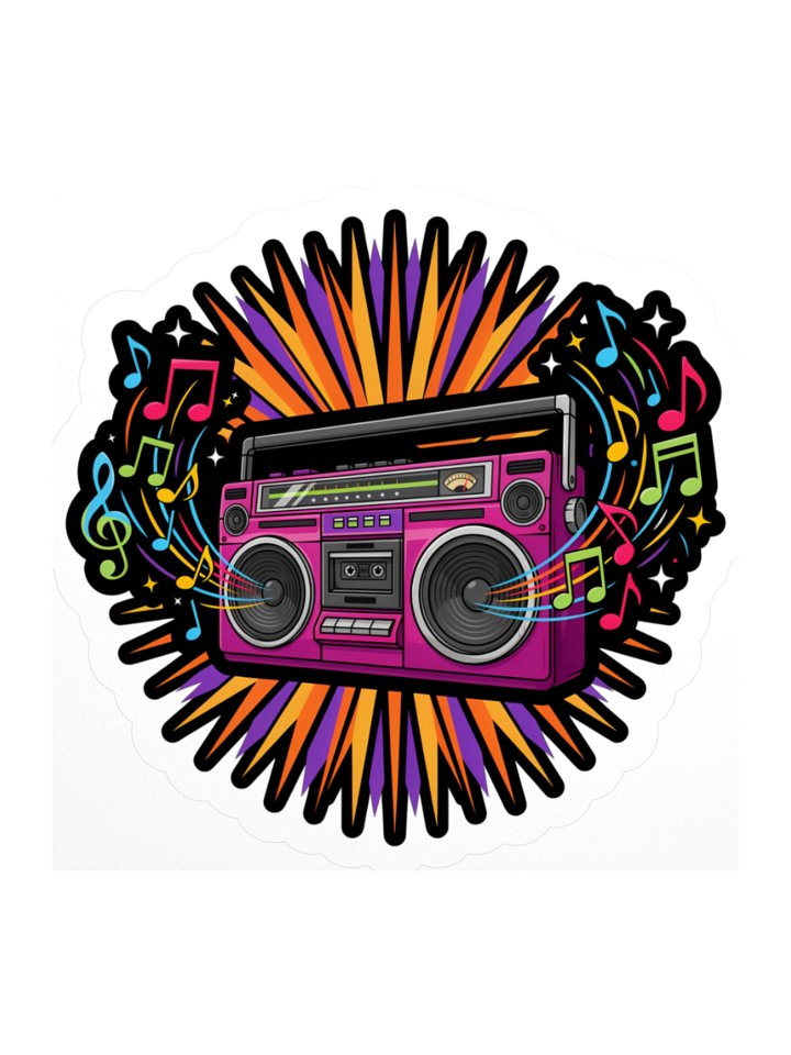 Retro Boombox Kiss Cut Sticker product image (1)