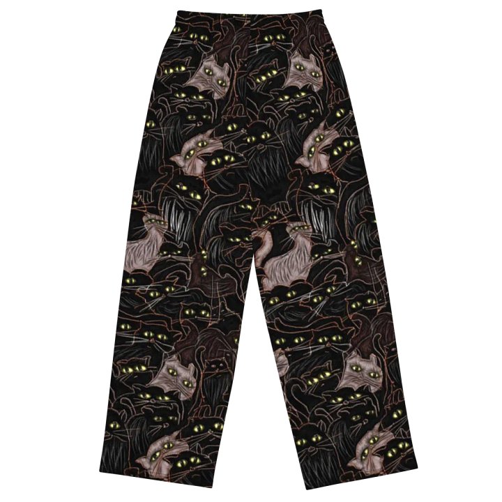 Black Cats Pattern Wideleg Pants product image (1)
