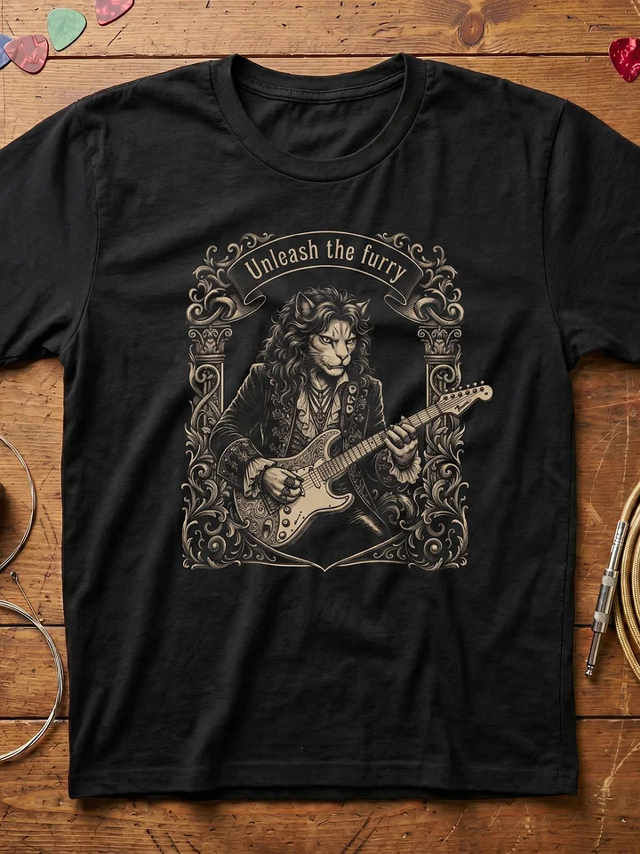 Yngwie Meowlmsteen Unleash the Furry Guitar T-Shirt product image (1)