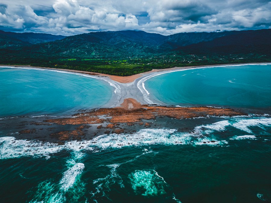 The whale tail sandbar at Uvita, Costa Rica