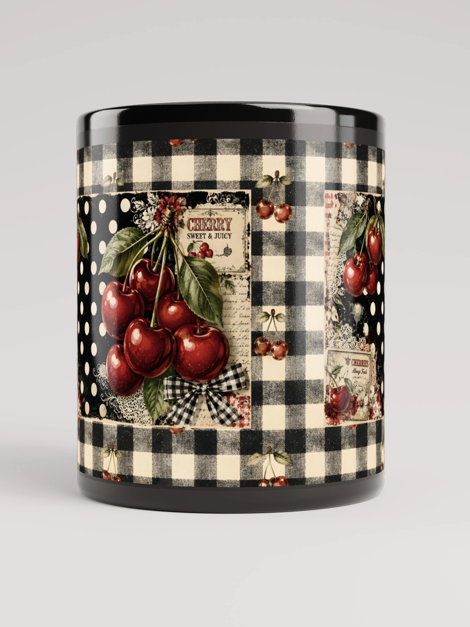Chic Cherry - Vintage Cherry Check Mug product image (2)