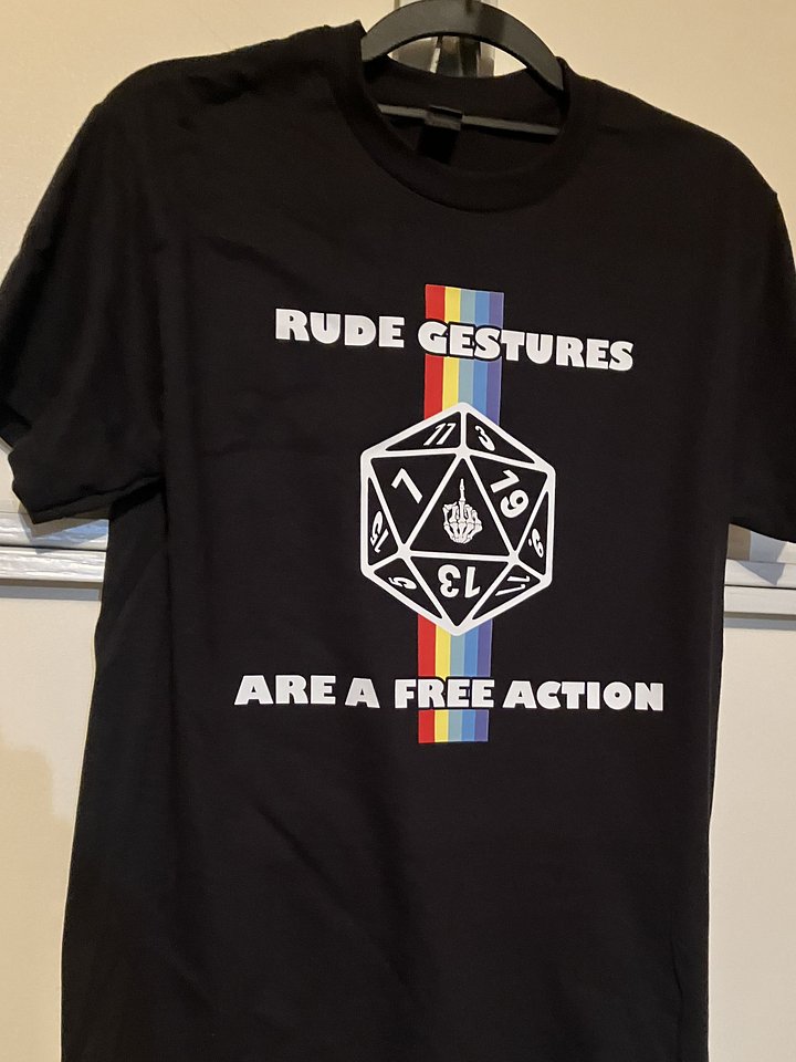 "Rude Gestures Are A Free Action" T-Shirt (Pride Edition) product image (1)