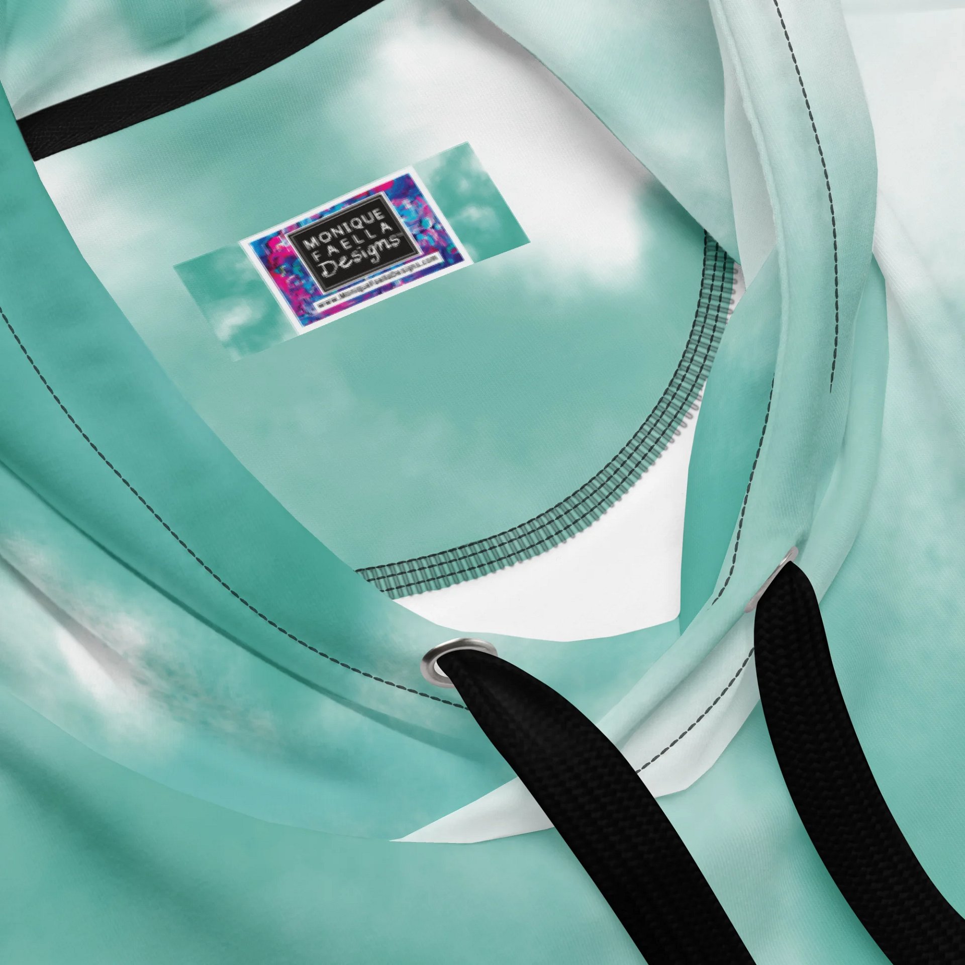 Mermaid Love | Black on Green & White Tie-Dye | Comfy All-Over Print Unisex Hooded Sweatshirt | Ocean-Inspired | Monique Faella Designs™ product image (4)