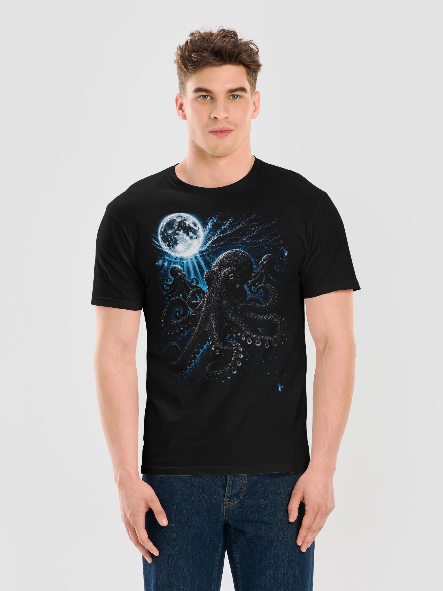 Giant Octopus Howling Moon Tshirt | Legendary Wildlife Shirt product image (6)