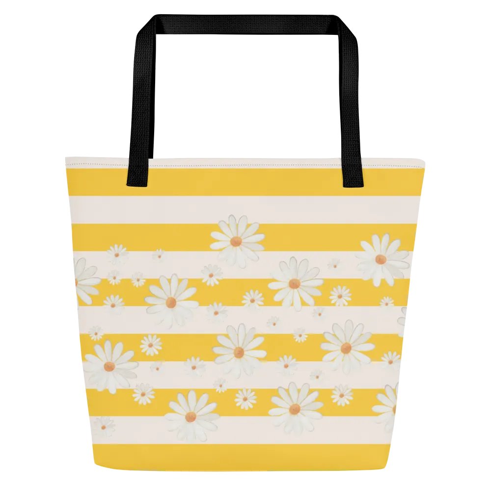 Daisy Happy Sunshine Stripes Large Tote Bag product image (1)