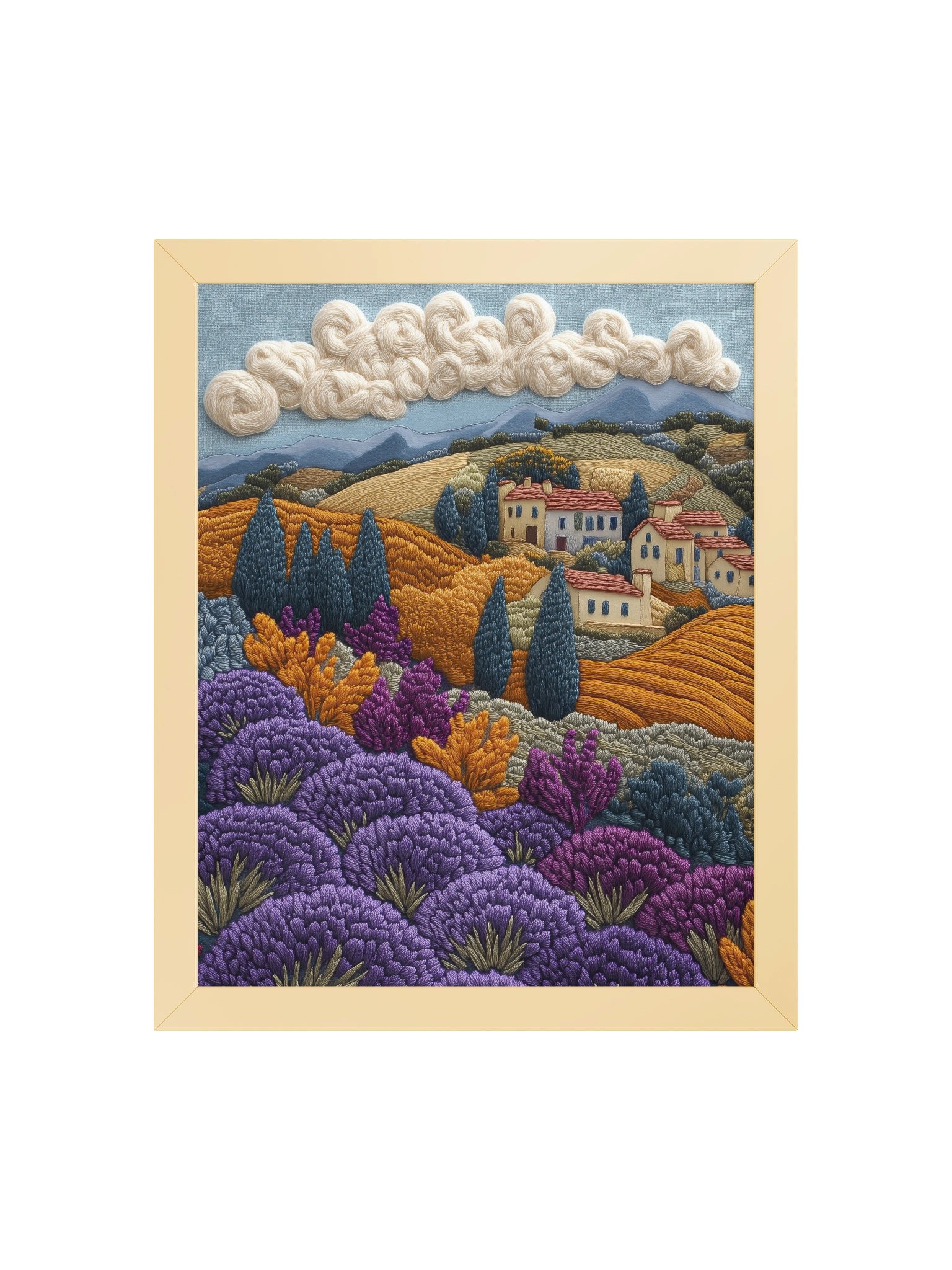 A Summer Day in Provence | Embroidery-Style Wall Art — Framed Print product image (9)