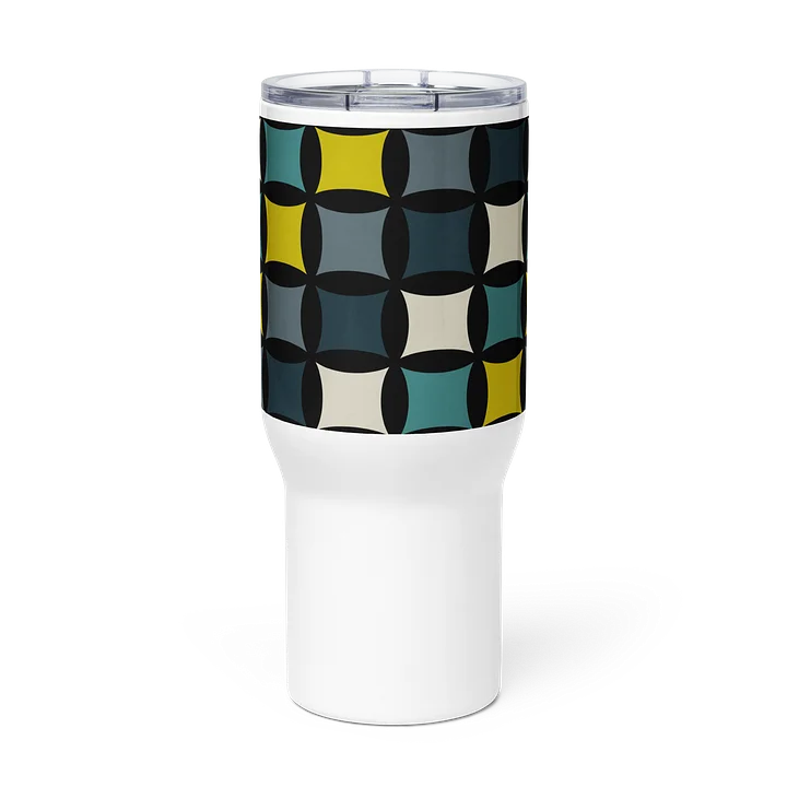 Geometric Mid-Century Style Grid Ceramic Travel Mug product image (2)