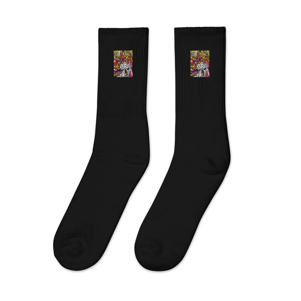 Vibrant Swirl Embroidered Crew Socks - Wave at Sunset product image (8)