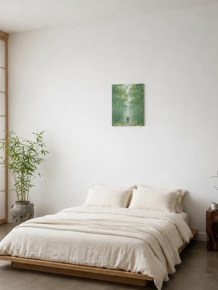 Tranquil Bamboo Forest Path Canvas - Zen Minimalist Wall Art product image (2)