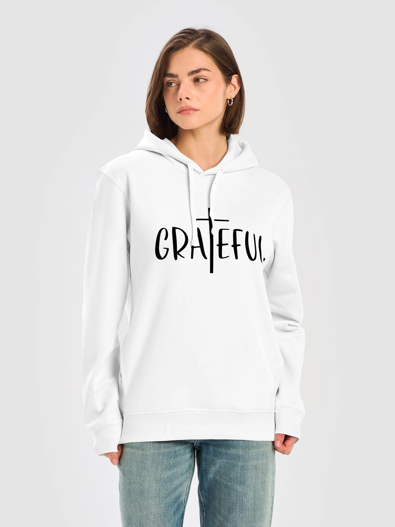 Grateful Cross Typography Organic Side Pocket Hoodie product image (8)