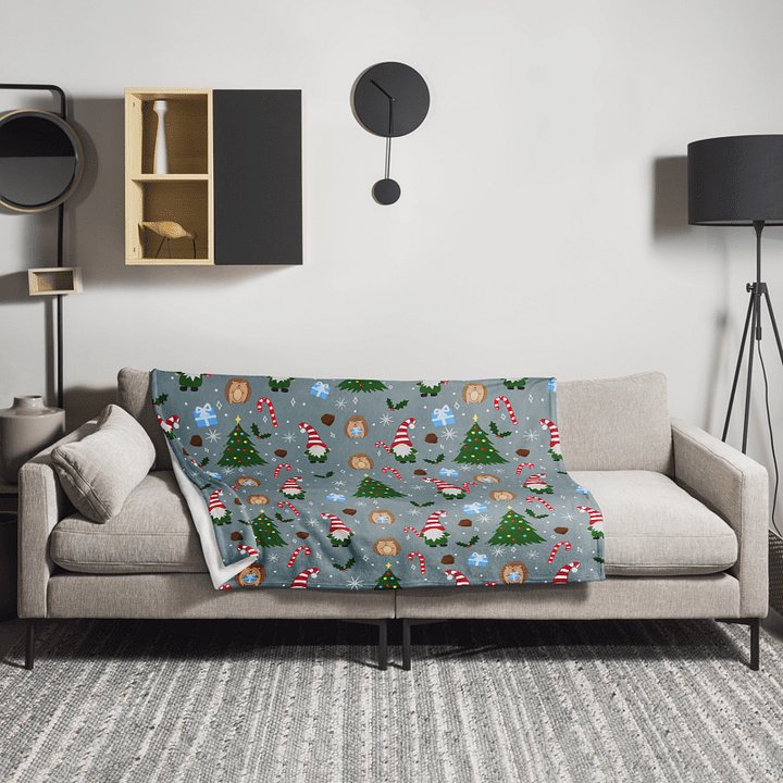 Christmas with my Gnomies in Silver Throw Blanket product image (3)