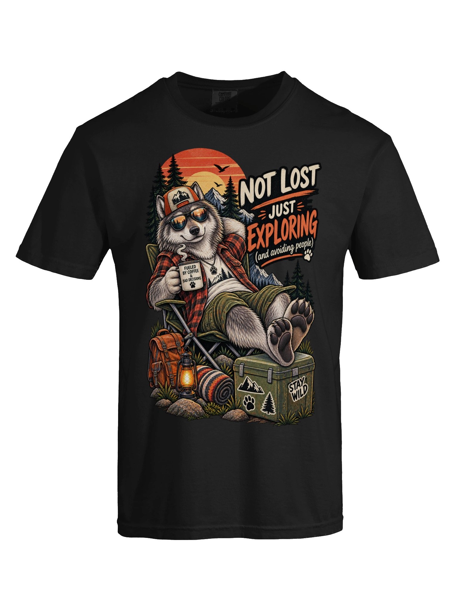 Wolf I Am Not Lost Just Exploring - Sarcastic Funny Animal Lover T-Shirt | Witty Wolf Humor Tee product image (5)