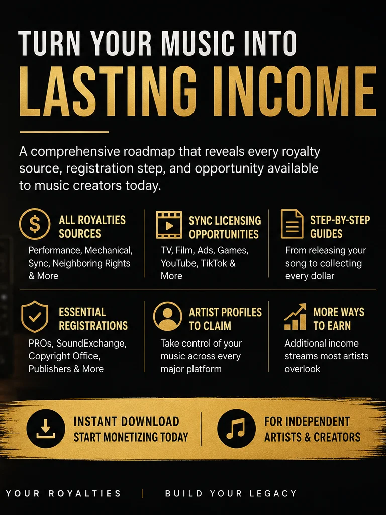 Artist Revenue Package: Music Royalties, Sync Licensing, Song Registration & Music Monetization Guide for Independent Artists product image (2)