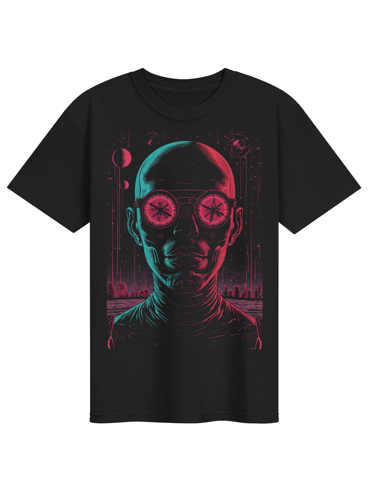 Neon Sci-Fi Goggles Portrait Heavyweight T-Shirt product image (1)