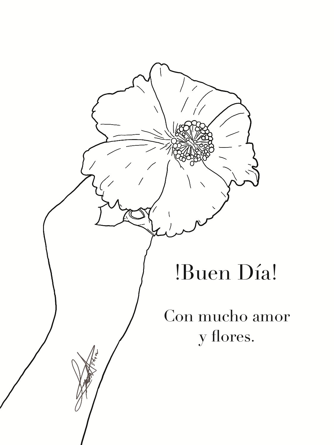 FREE Coloring Page; “Buen Día, Con Mucho Amor y Flores” product image (1)