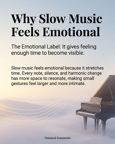 Slow music feels emotional because it gives every sound more time to matter.

When the tempo slows down, the listener has mor...