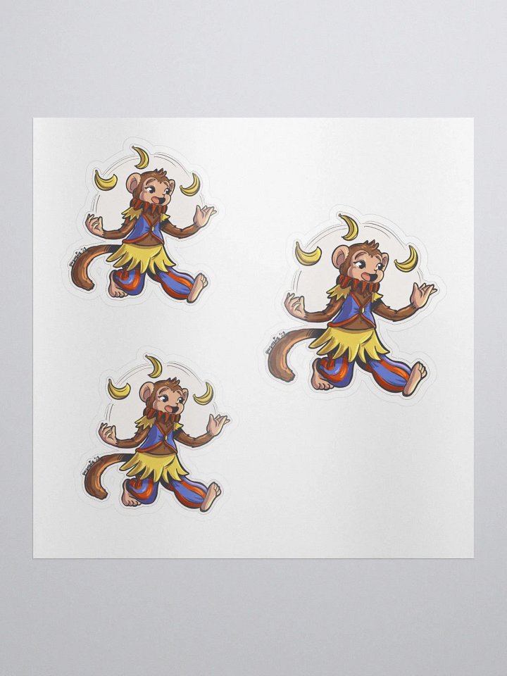 Banana-Juggling Monkey Jester Sticker Set - Whimsical Circus Decals product image (1)