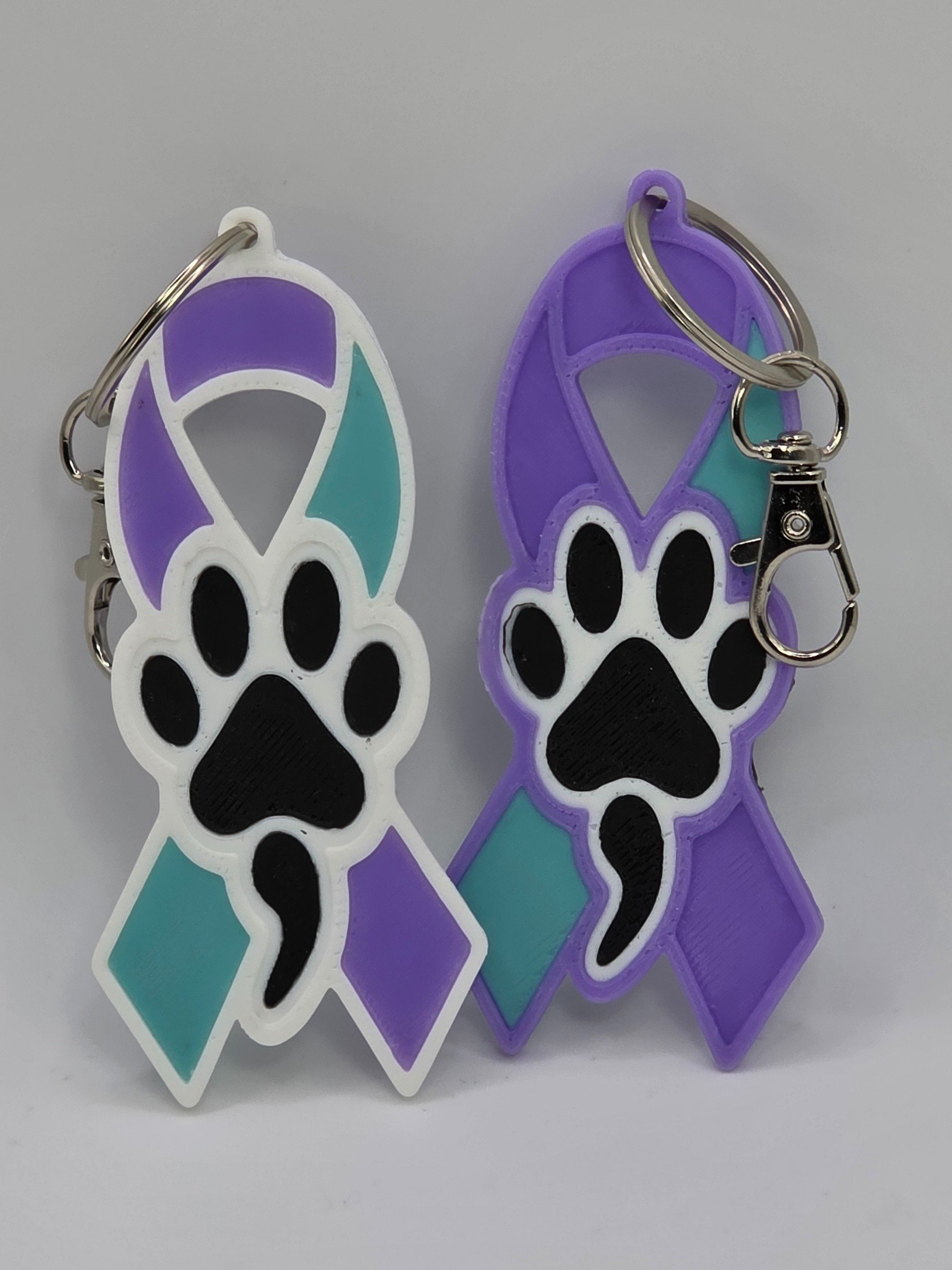 Purple & Teal Suicide Awareness Ribbon Keychain | Dog Paw Semicolon product image (1)