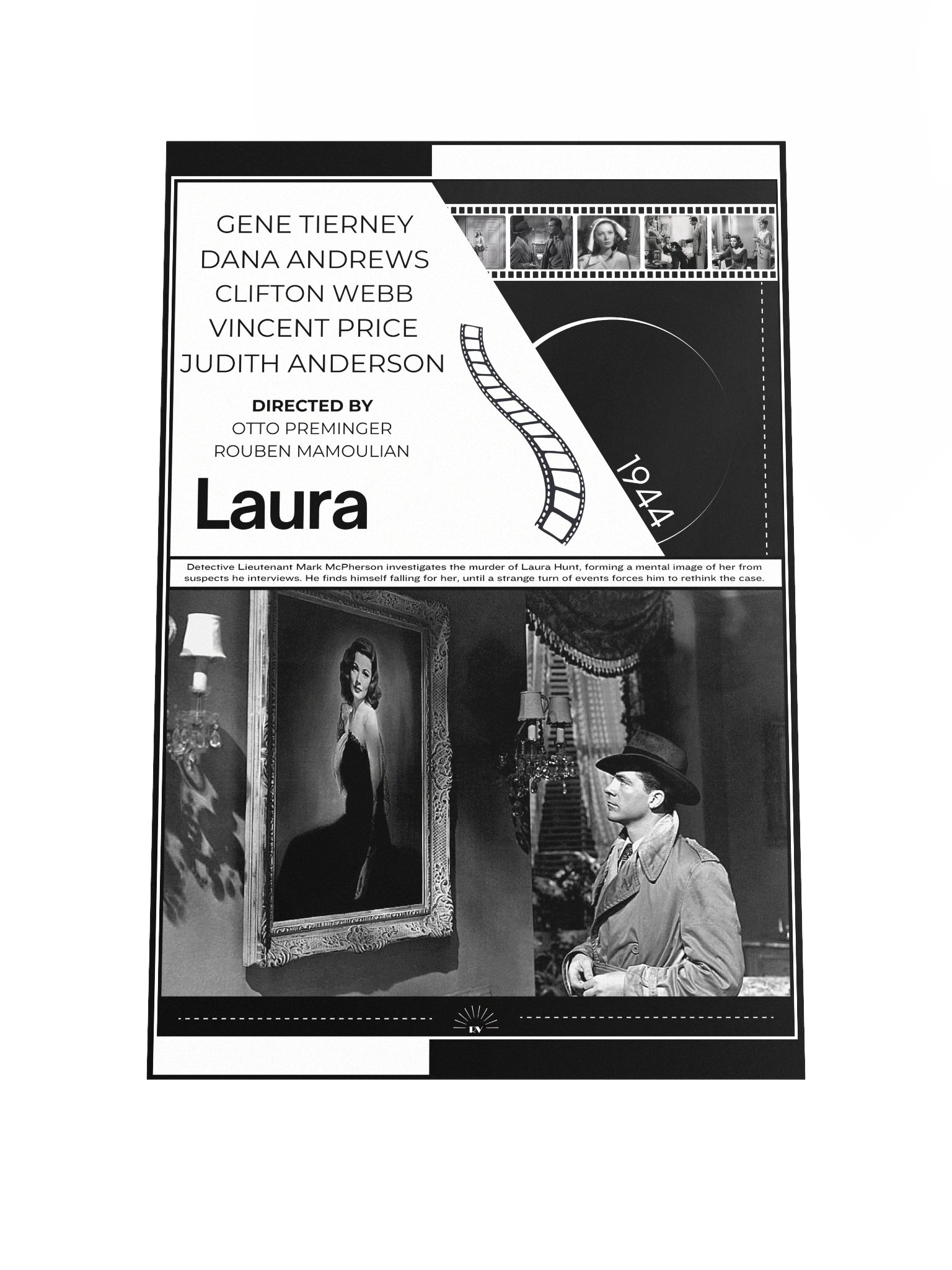 Laura with Gene Tierney and Dana Andrews 1944 | Movie Poster | 12x18 Wall Art product image (1)