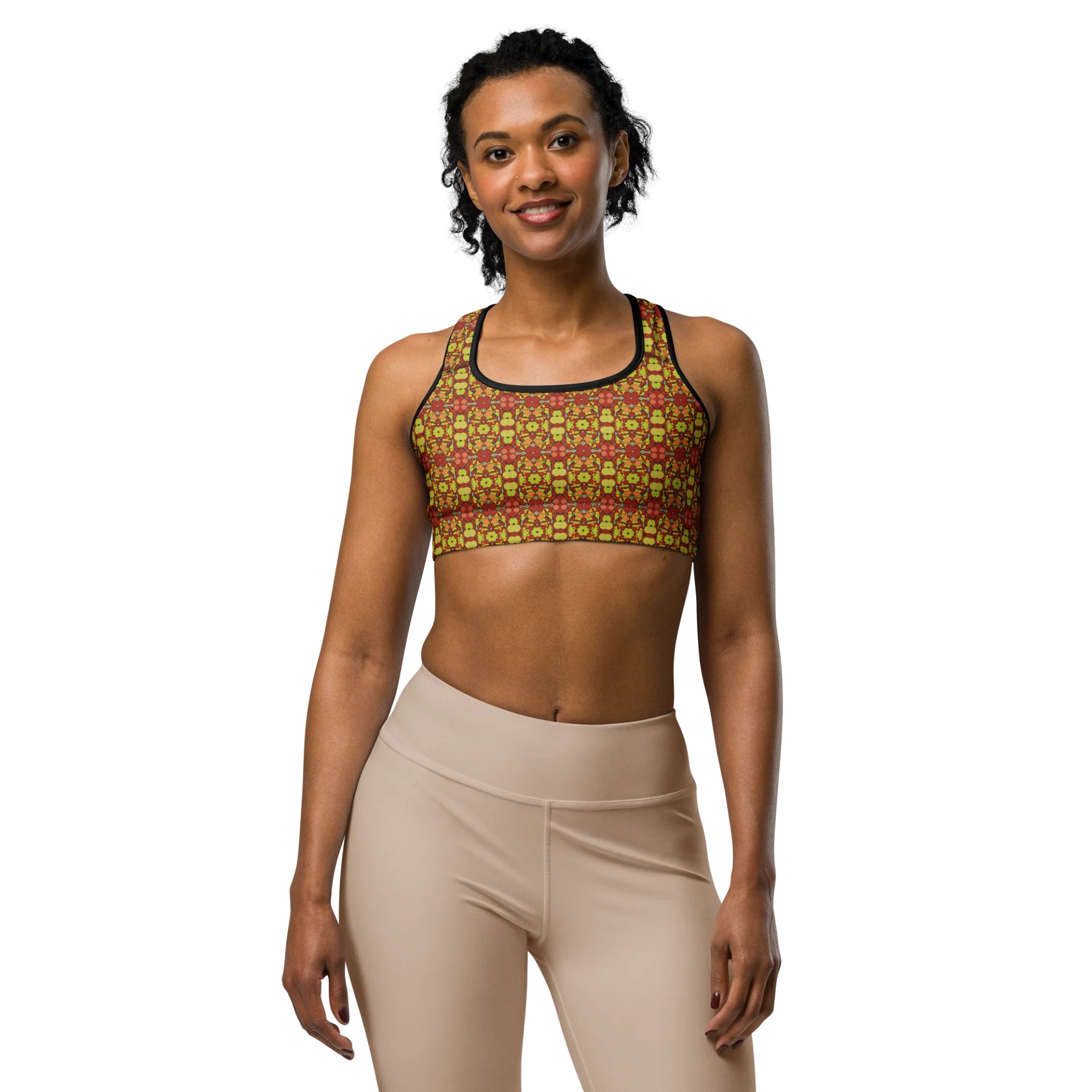 Tomato Glow – Vibrant Pattern Basic Sports Bra product image (6)