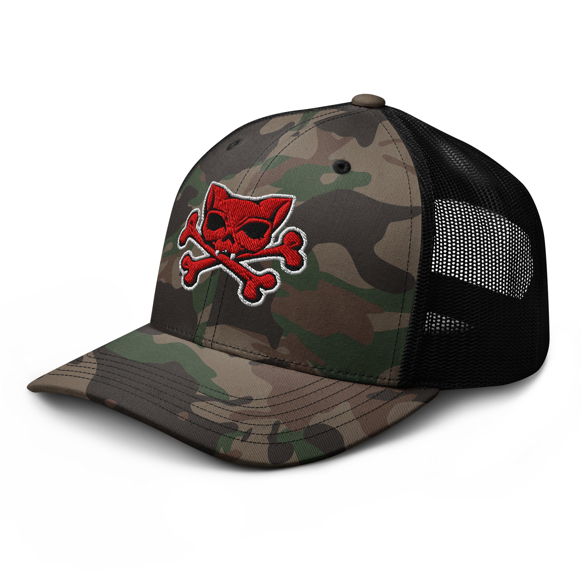 Red Kat Skull Camo Hat product image (4)