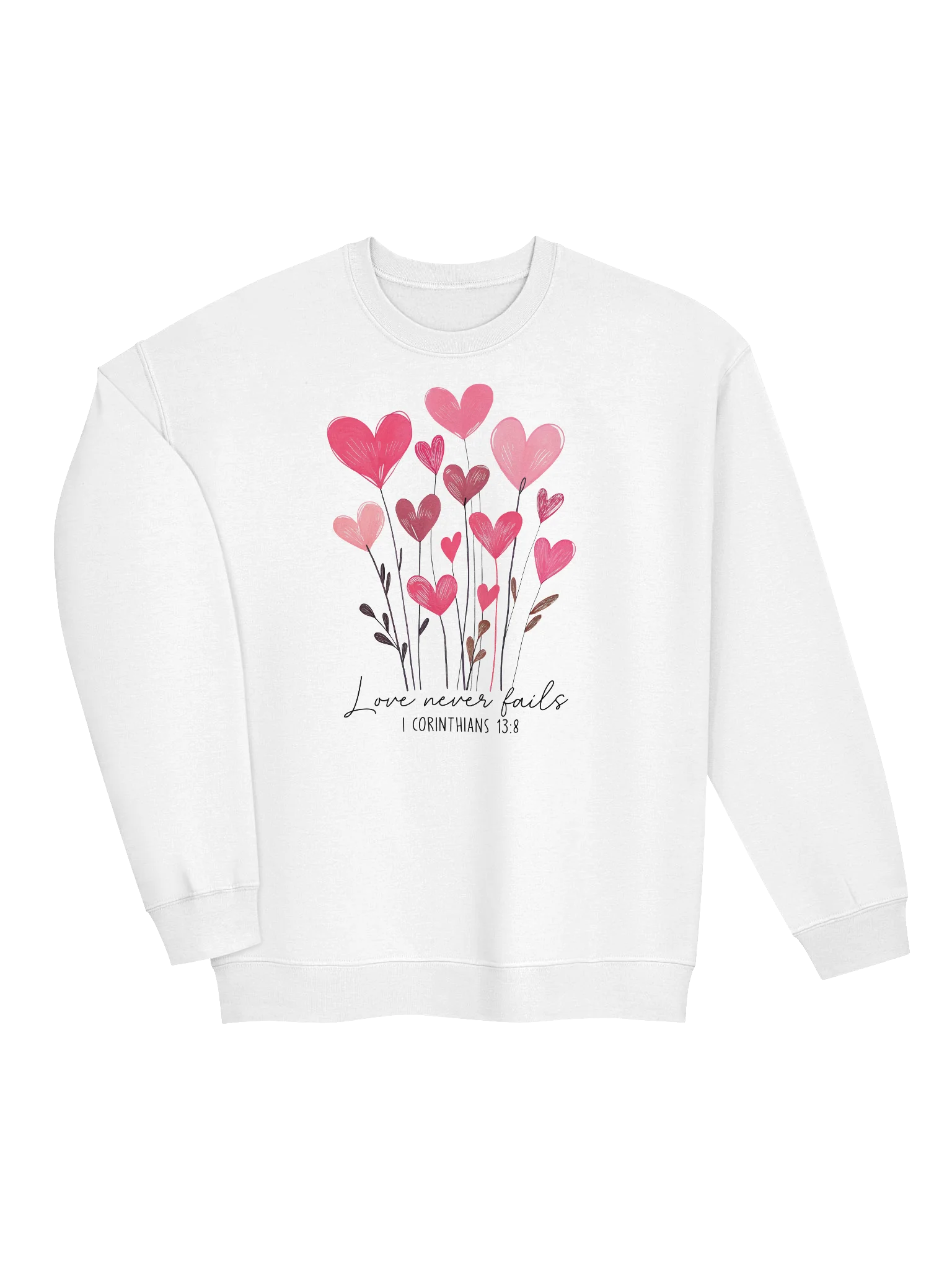 “Love Never Fails” Sweatshirt — 1 Corinthians 13:8 product image (2)