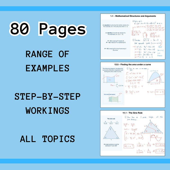 A-Level Maths Pure Year 1 Revision Notes (80 Pages) | Revision Made Easy product image (2)
