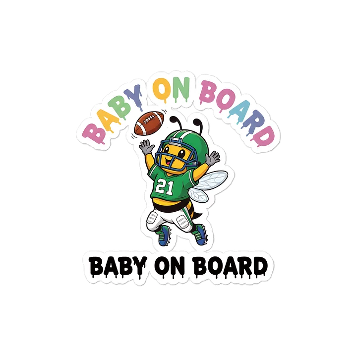Funny Bee Football Baby on Board Sticker - 5x5 Weatherproof Vinyl Car Decal - Cute Sporty Bee Tailgate Decor - Premium Outdoor Grade Safety Sign for SUVs & Jeeps product image (1)