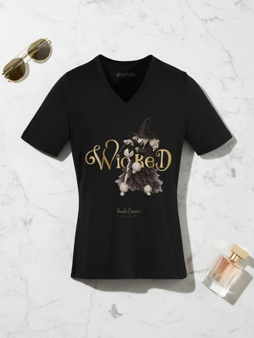 Wicked White Poodle V-Neck Tee | Poodle Empire product image (5)