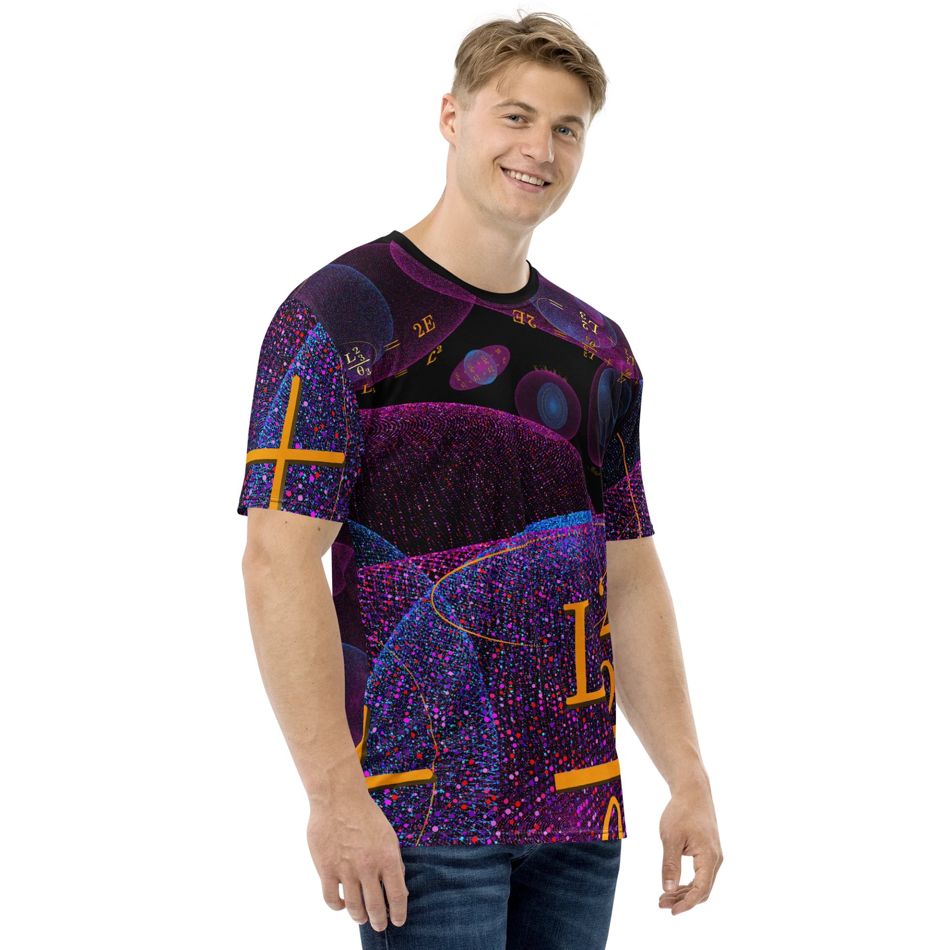 Poinsot's Pixel Spaceship 2 - Physics of the Gyroscope Men's Crew Neck T-Shirt product image (6)
