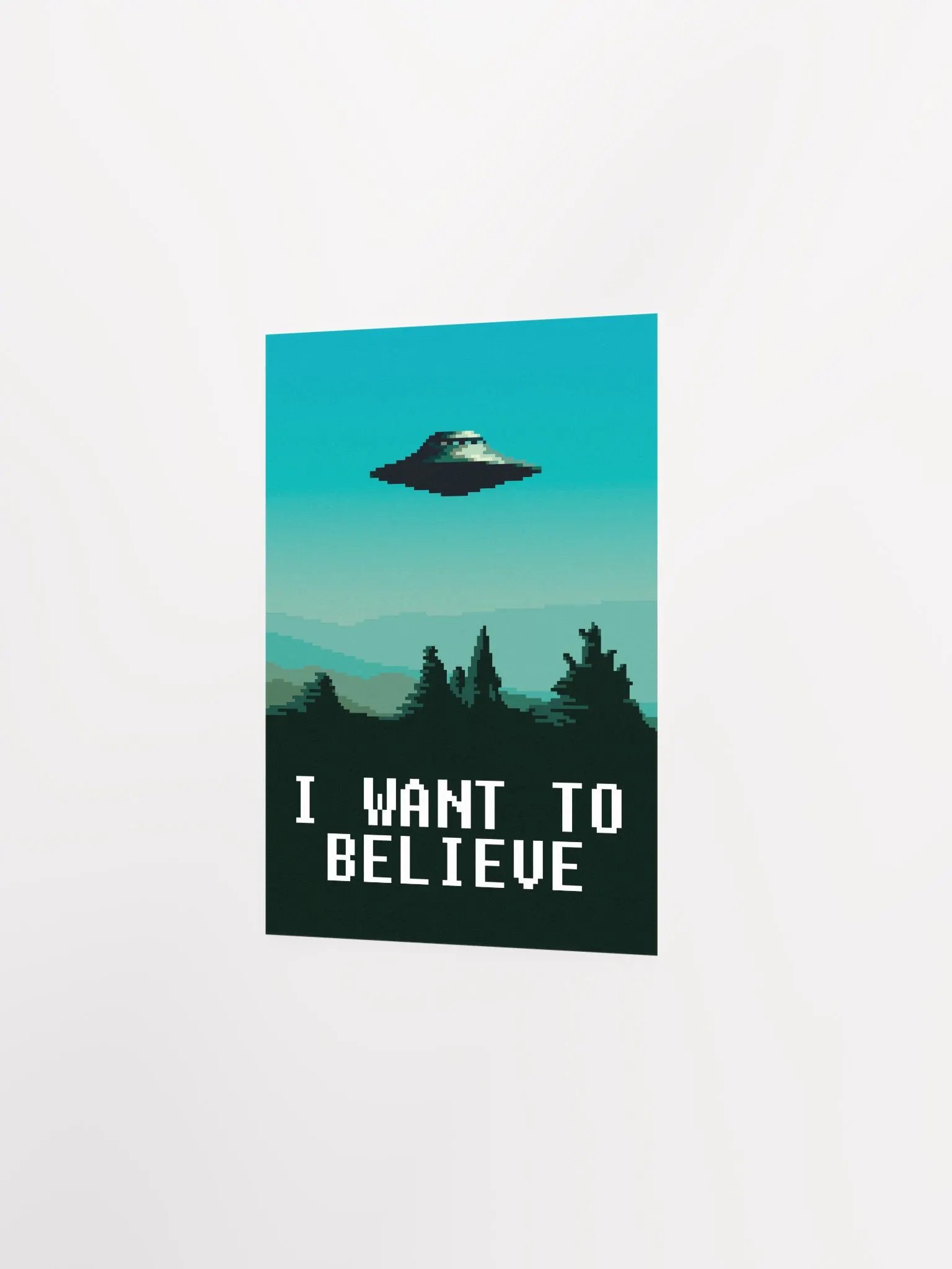 I want to believe / X-Files poster. Pixelart version (Ver.1, Season 1-3, 1993-1996) — sci-fi poster, movie poster, space art print product image (8)