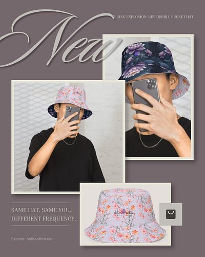 The reversible bucket hat might be the most honest piece in the collection.

Because some days you're Spring Explosion all th...
