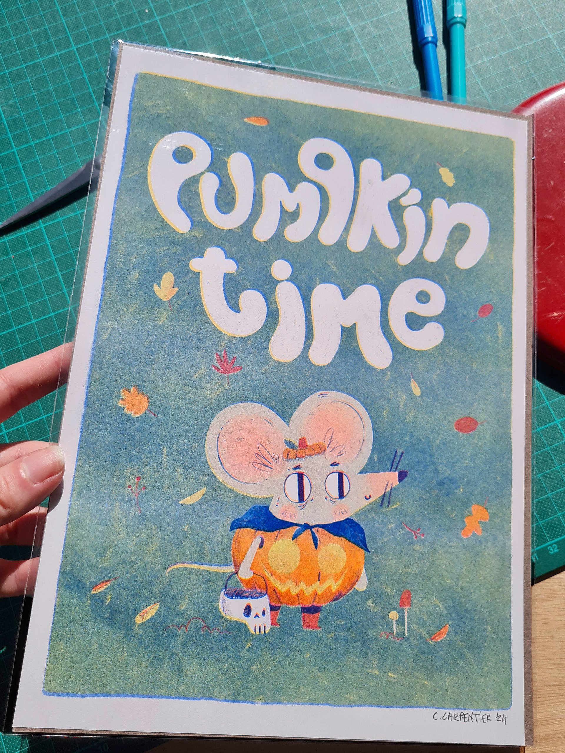 Halloween Pumpkin Riso Print A4 product image (1)