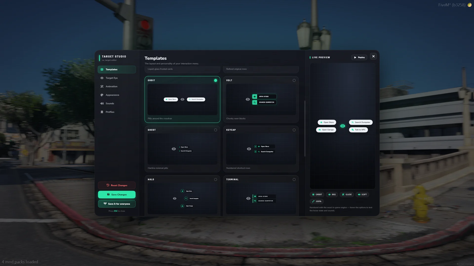 FiveM Ox-Target Redesign 🎯 15 Templates, Custom Eyes & In-Game Editor (ESX/QB/QBox) product image (3)