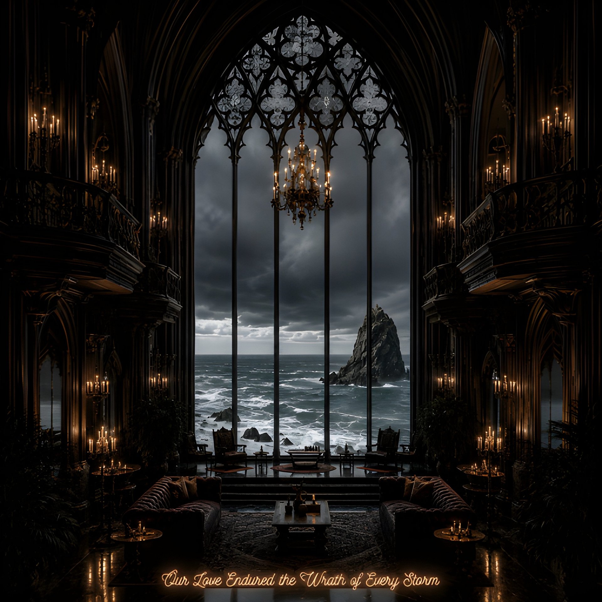 Our Love Endured the Wrath of Every Storm | Gothic Coastal Manor Romantic Wall Art for Home Decor product image (2)