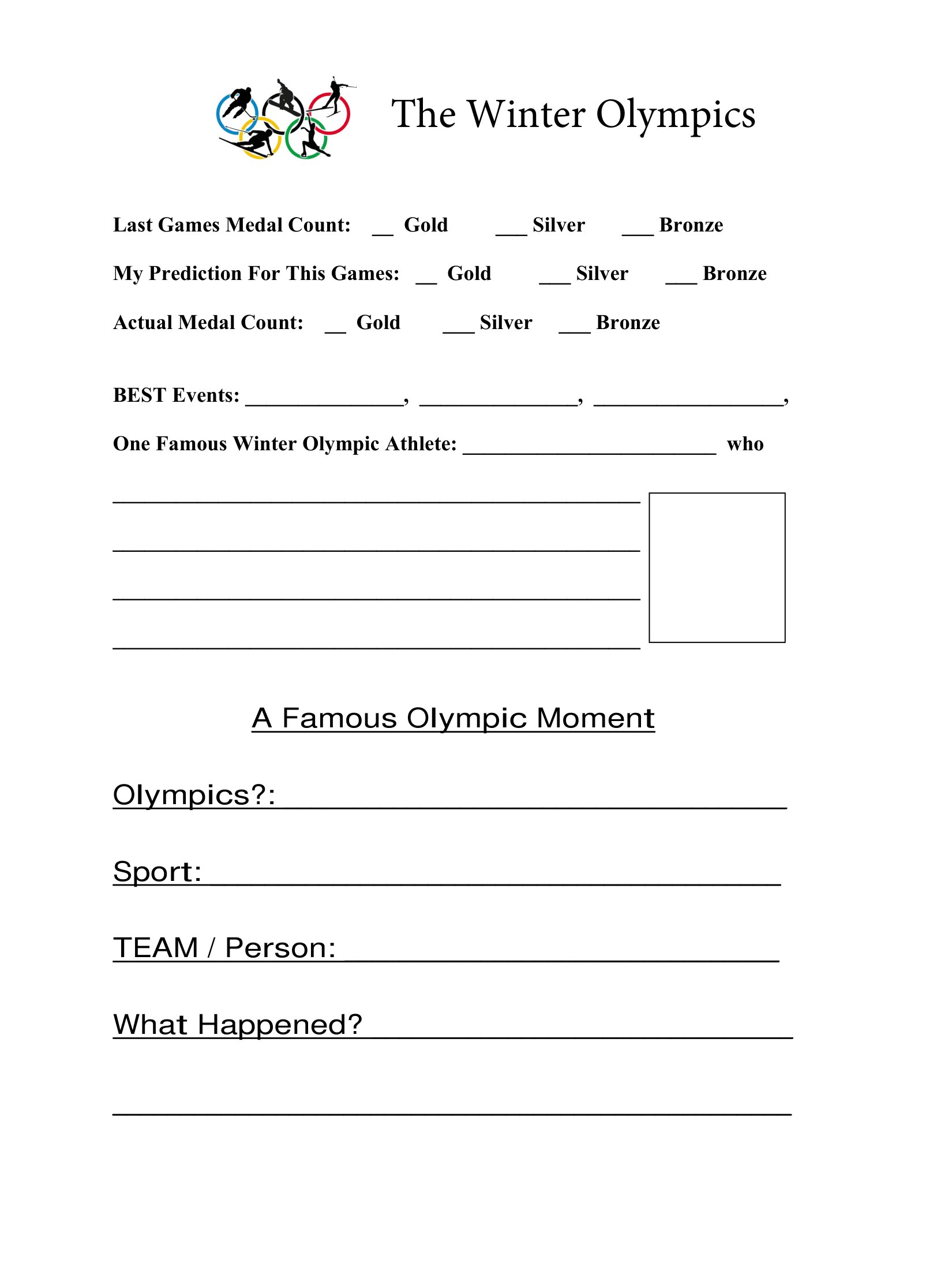 The Winter Olympics. Quiz And Project product image (6)