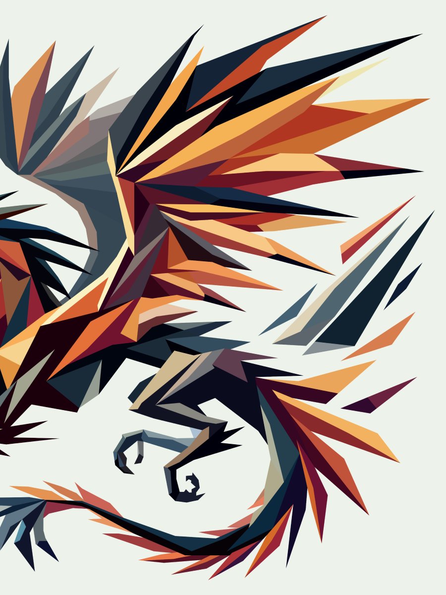 Free Geometric Dragon PNG Art - Transparent Background, Low Poly Mythical Creature Illustration product image (2)