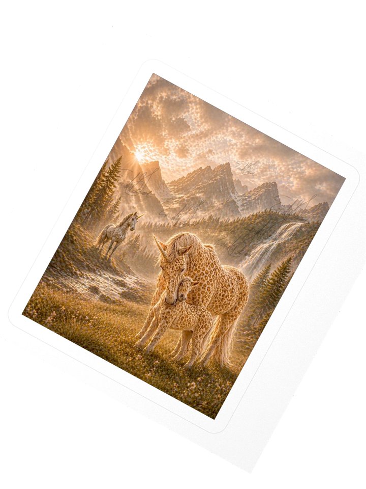 Golden Leopard Unicorns Mountain Sticker product image (2)