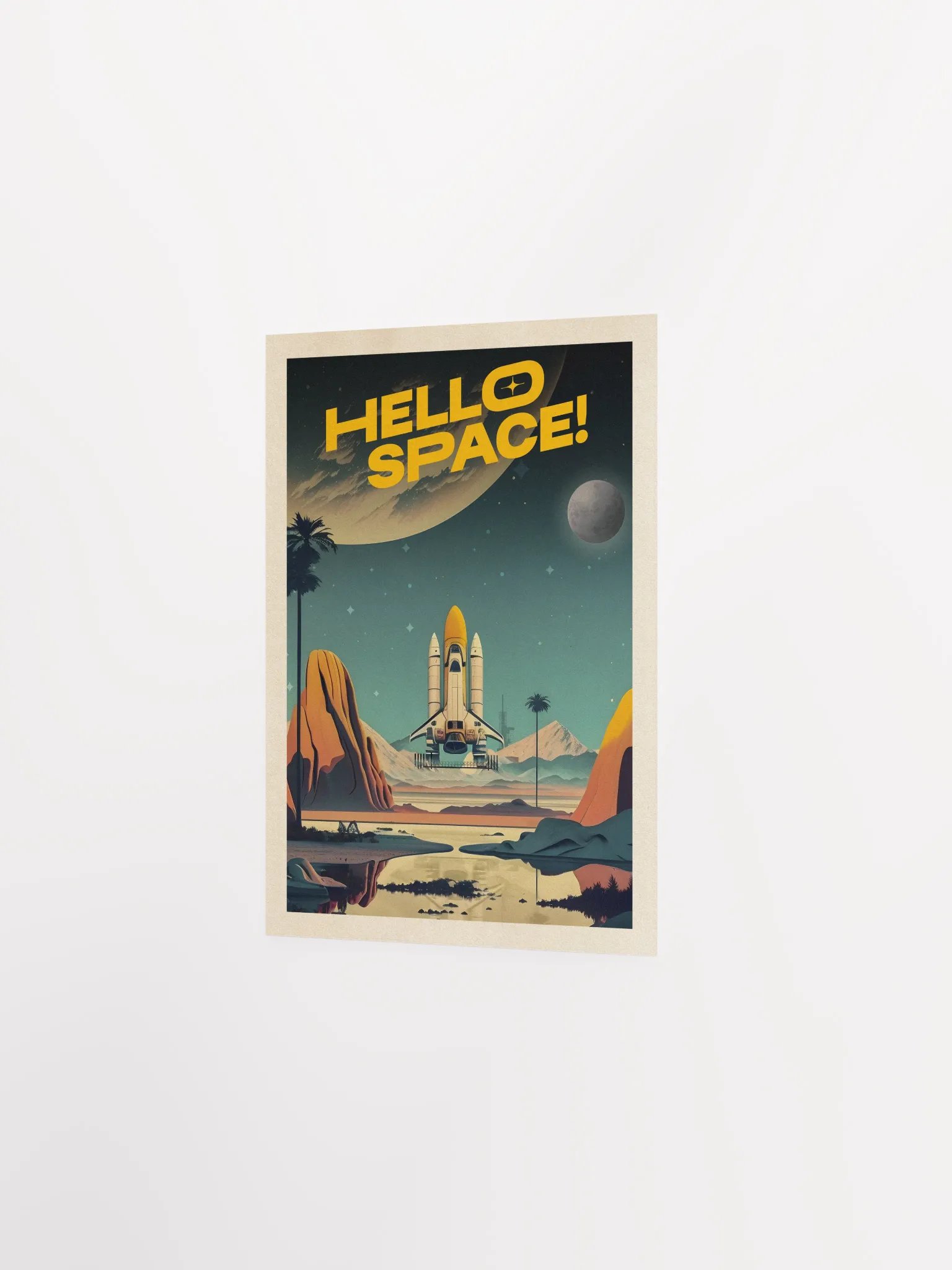 Hello Space! — Vintage space poster, retro space art, propaganda poster, retrofuturism art, retro sci-fi print product image (7)