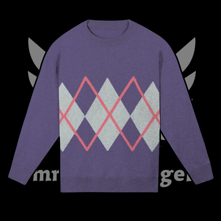 Argyle Purple Knitted Relaxed Sweater product image (1)