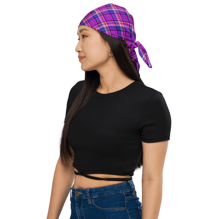 Bright Purple, Pink, and Blue Plaid Bandana product image (1)