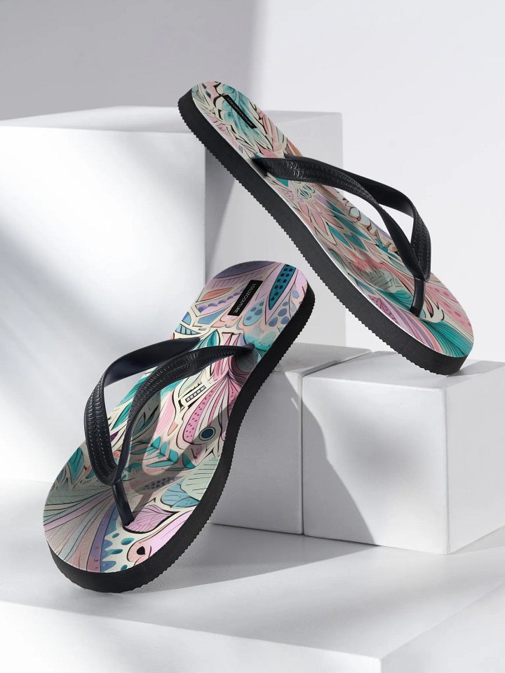 Colorful Pastel Peacock Feather Flip-Flops product image (2)