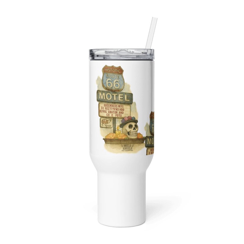Route 66 Day of the Dead Travel Mug – Mel’s Angels Motel Skull Día de los Muertos Tumbler product image (8)