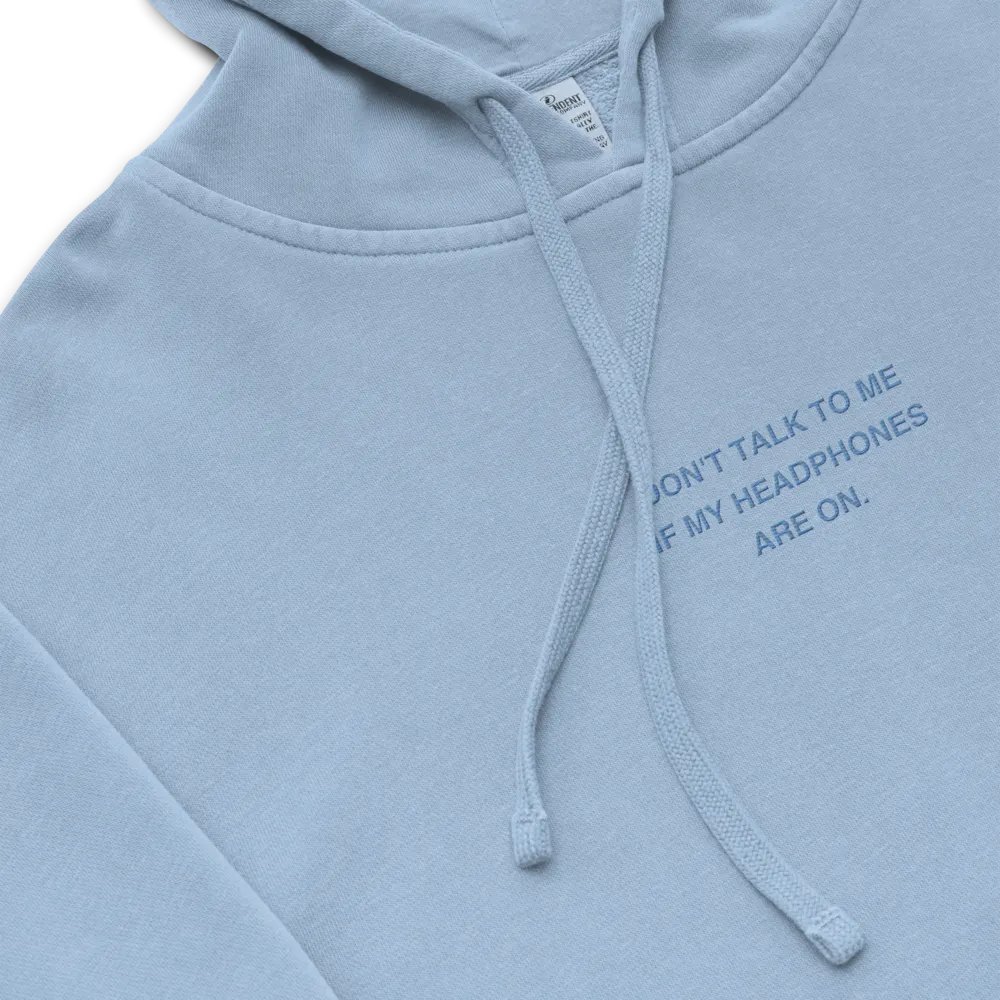 HEADPHONES ON (aqua) embroidered pigment hoodie product image (1)