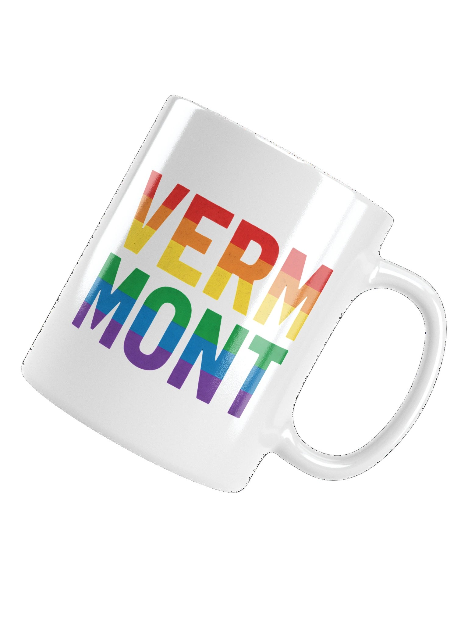 Vermont Pride Rainbow Text - LGBTQ+ State Pride Design for Equality and Love Mug product image (14)
