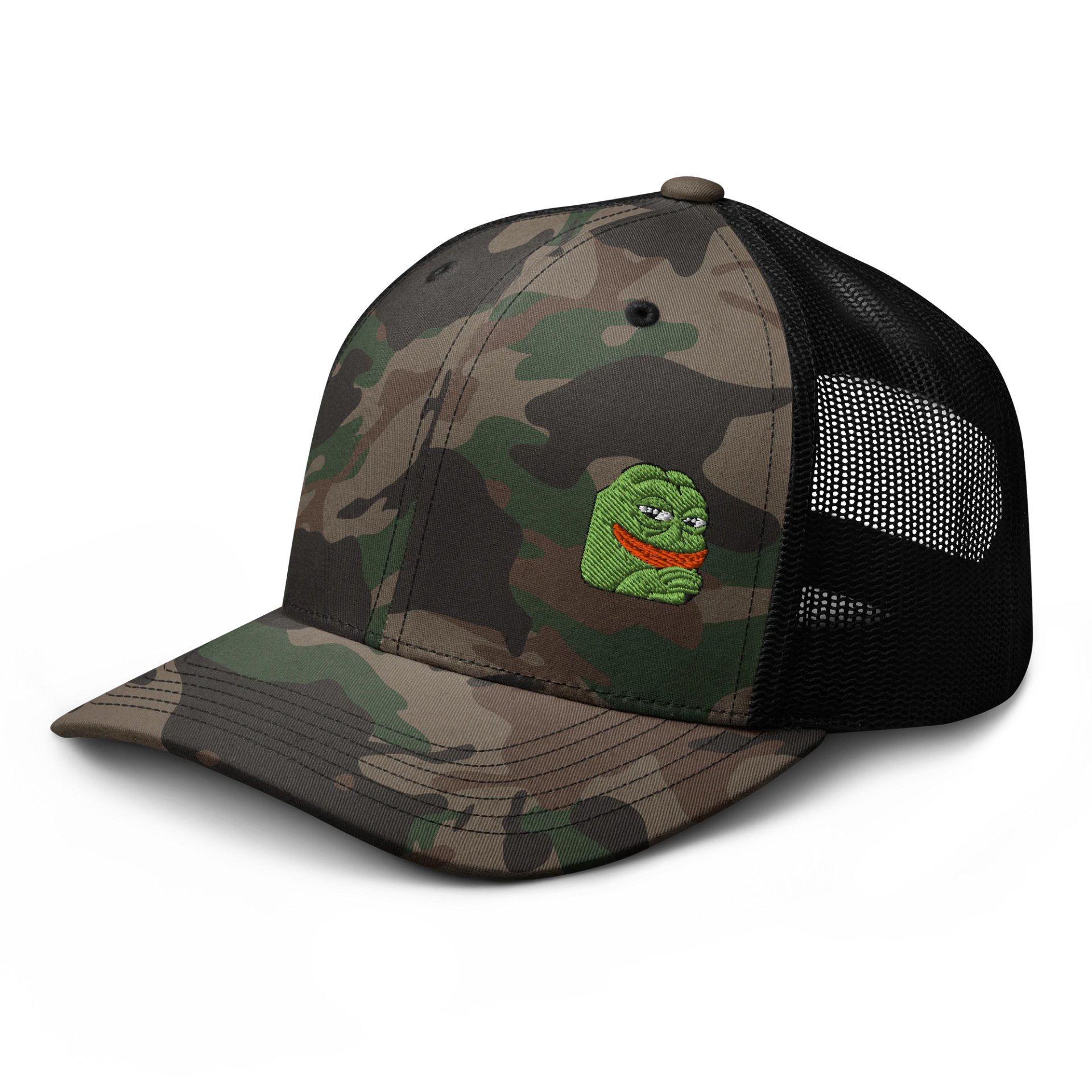 Embroidered Camo Groyper Trucker Hat product image (4)