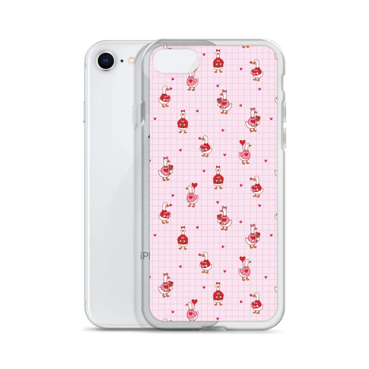 Pink coquette Valentine Goose Clear iPhone® 7/8, 11, 12, 13, 14, 15, 16, 17, X/XS, SE, XR, Mini, Pro, Pro Max, Plus Cases. product image (2)