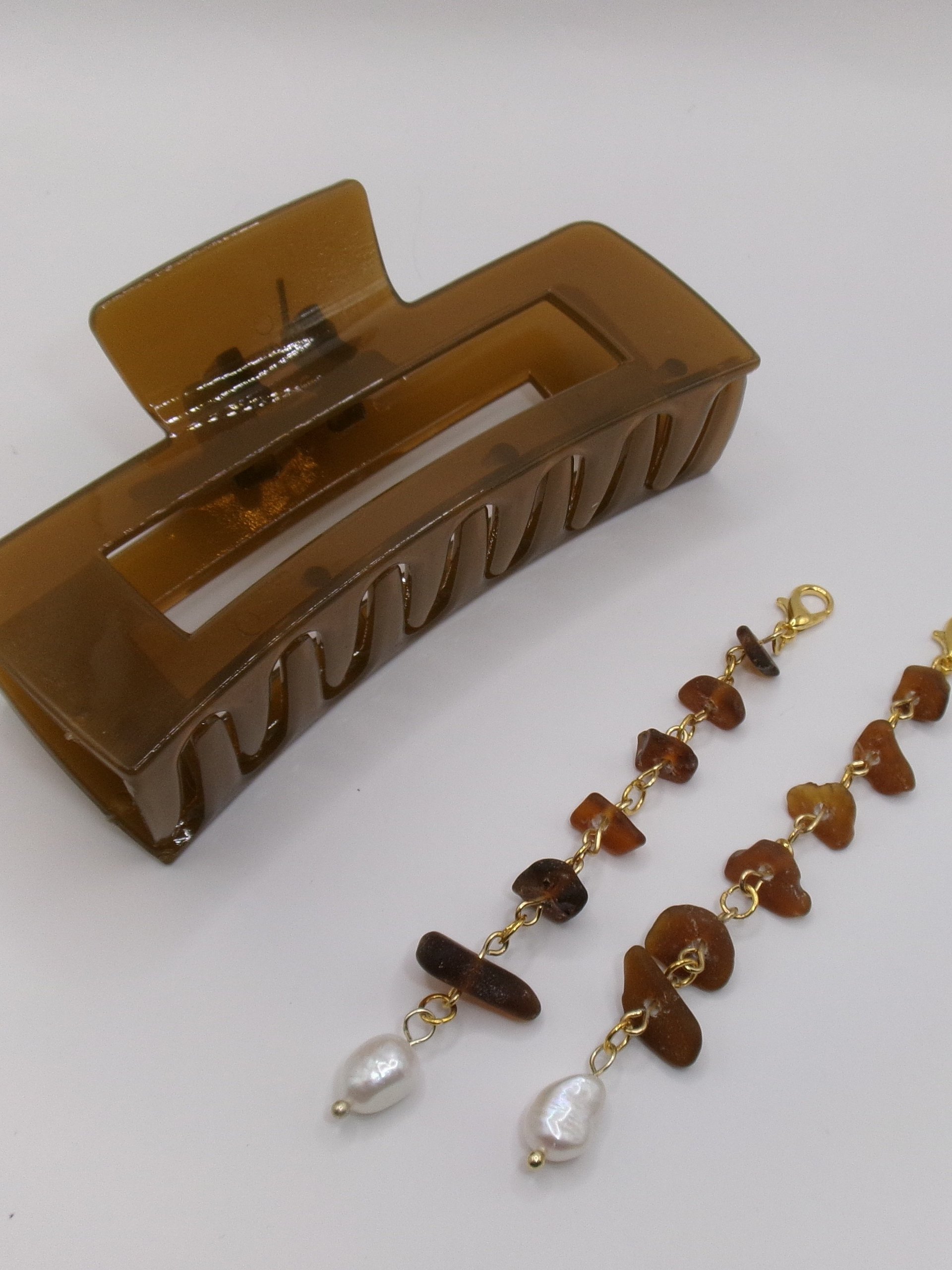 Brown Sea Glass Claw Clip product image (1)